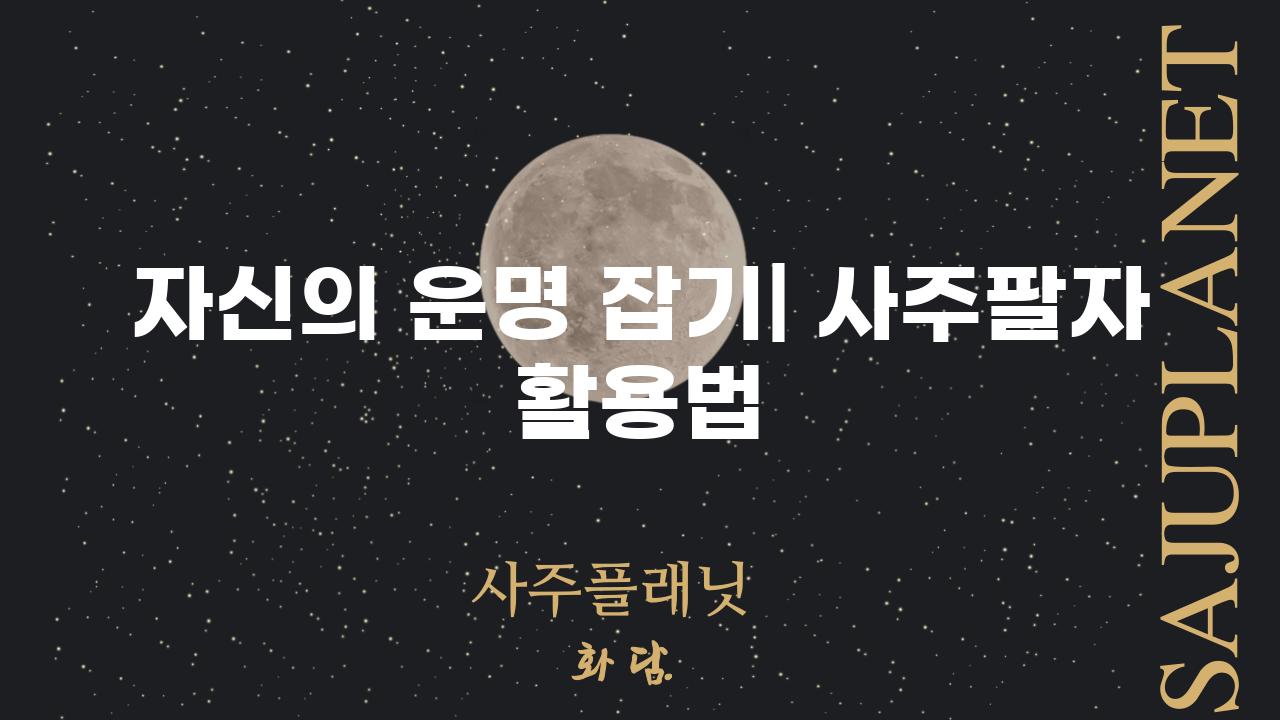 자신의 운명 잡기| 사주팔자 활용법