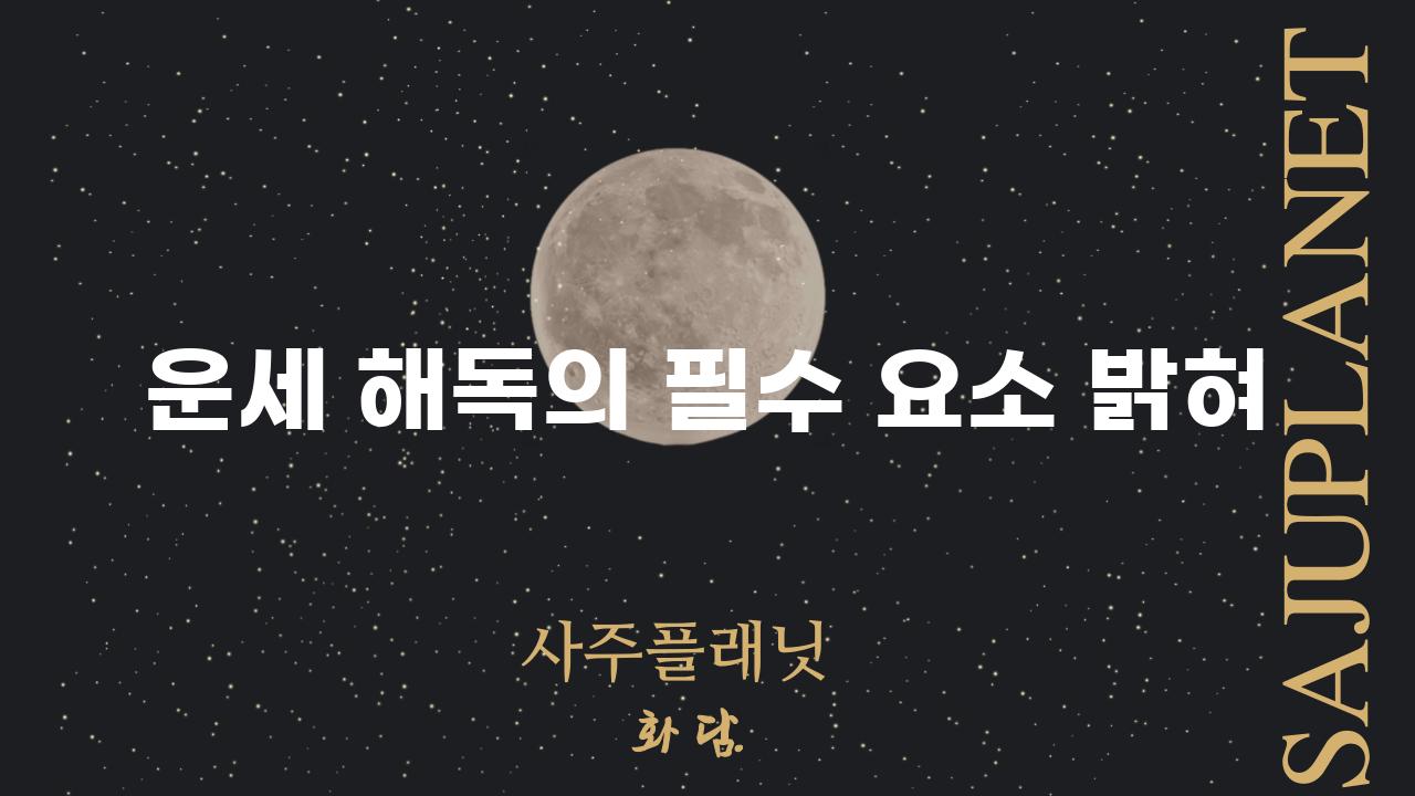 운세 해독의 필수 요소 밝혀