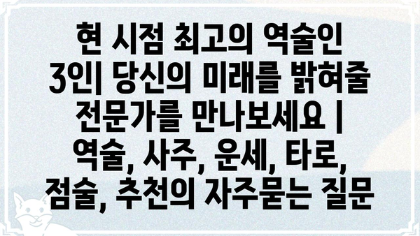 현 시점 최고의 역술인 3인| 당신의 미래를 밝혀줄 전문가를 만나보세요 | 역술, 사주, 운세, 타로, 점술, 추천