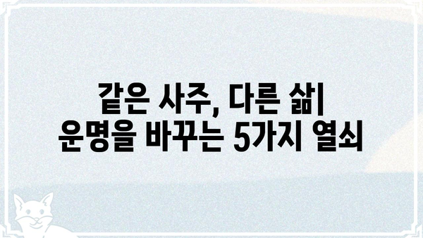 동일한 사주팔자, 다른 운명을 만드는 5가지 비밀 | 사주, 운명, 변화, 자유의지, 노력