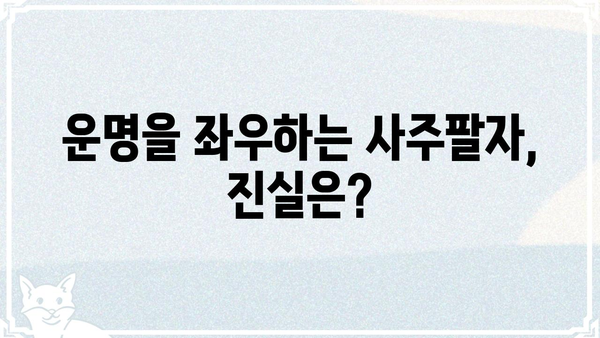 사주팔자가 운명에 미치는 영향력| 과학적 근거와 현실적인 해석 | 사주, 운명, 영향력, 해석