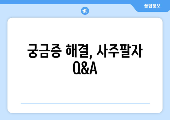 궁금증 해결, 사주팔자 Q&A